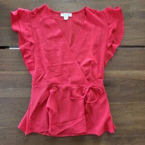 Vibrant Red Wrap Shirt